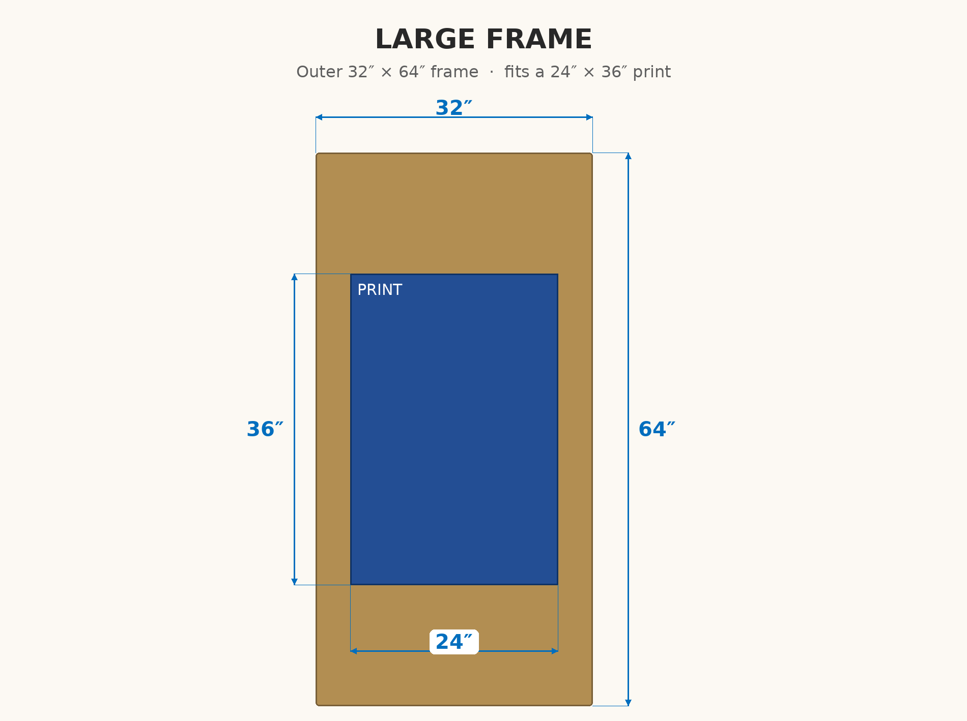 32×64 Display Stand frame to print dimensions