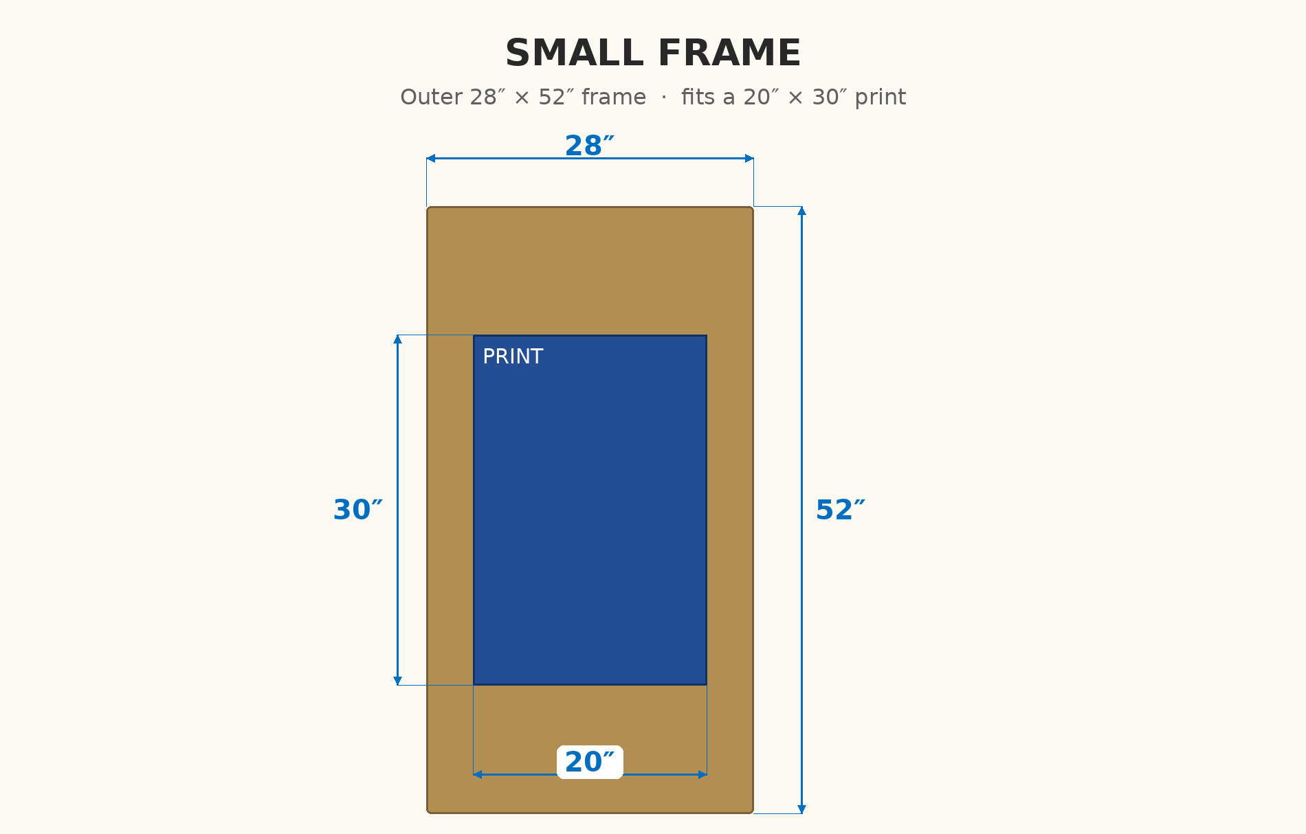 28×52 Display Stand frame to print dimensions
